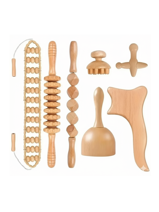 Holz-Massageset für Rücken, Beine & Nacken – Natürlich & effektiv